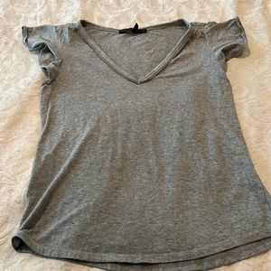 White House Black Market Gray V-Neck Top